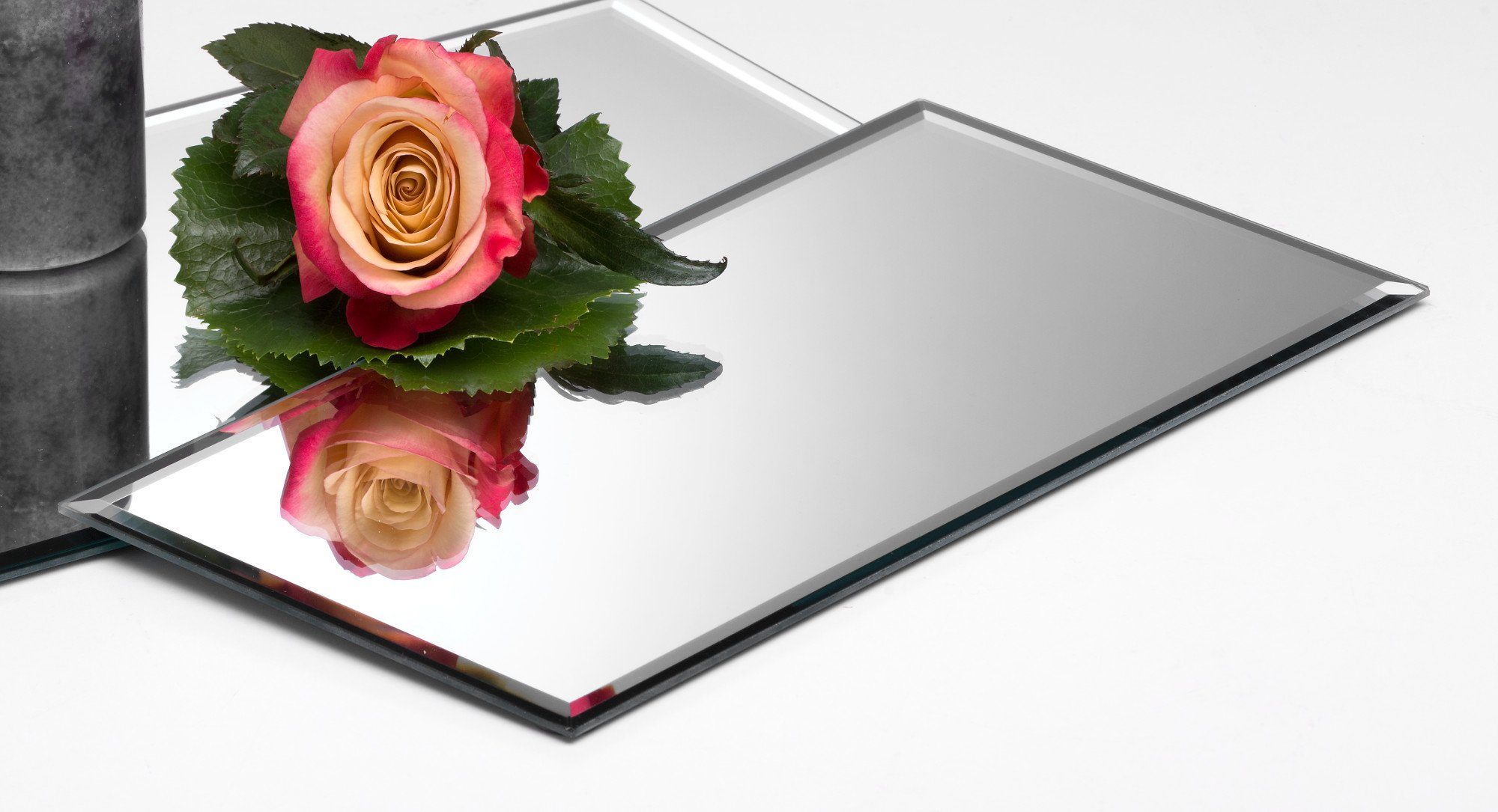 Sandra Rich Kerzentablett Glasplatte Spiegelplatte Mirror eckig von Sandra Rich