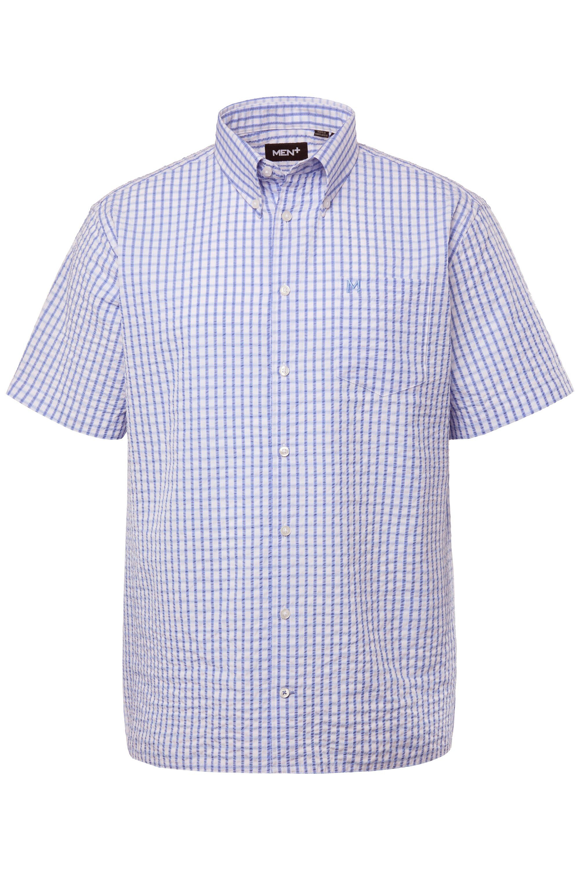 Men Plus Kurzarmhemd Karohemd Halbarm Seersucker Buttondown-Kragen – Bild 2 von 3