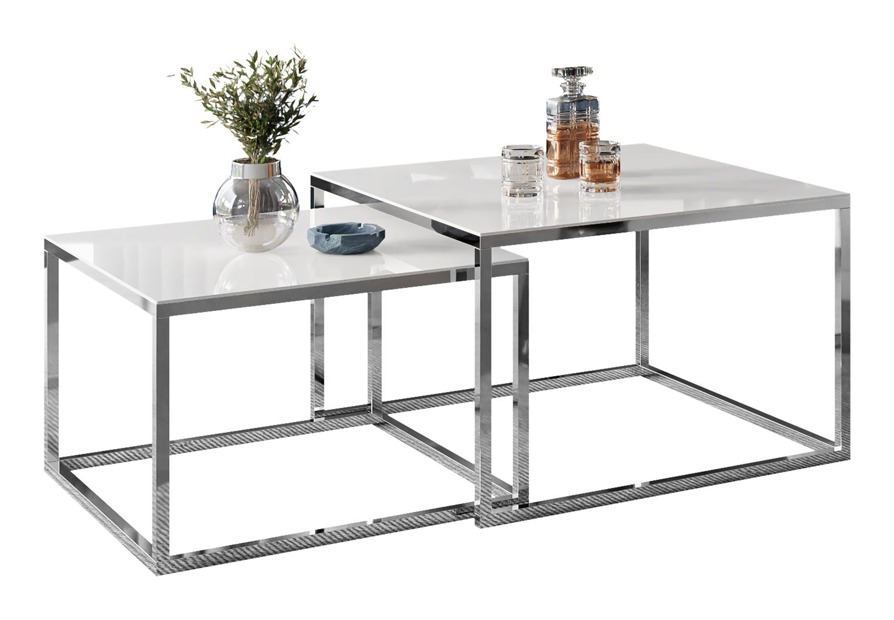 Lookway Couchtisch YOSHI GLASS 2in1 Chromgestell mit Glassplatte (2er-Set), günstig online kaufen