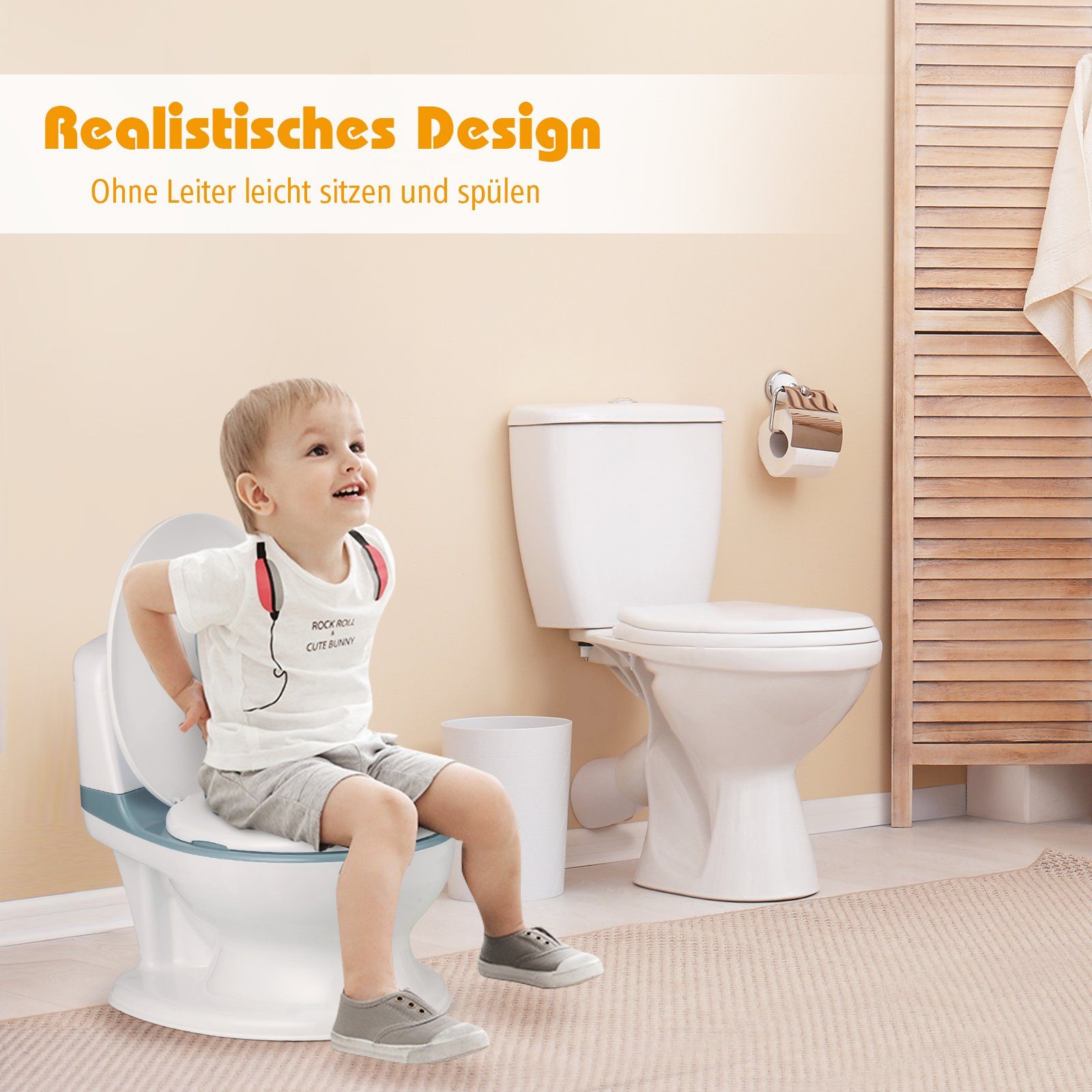 COSTWAY Töpfchen »Kindertoilette Toilettensitz Toilettentrainer«, mit  eingebautem Tuchspender, zum Toilettentraining für Kleinkinder von 1  Monaten bis 4 Jahre online kaufen | OTTO