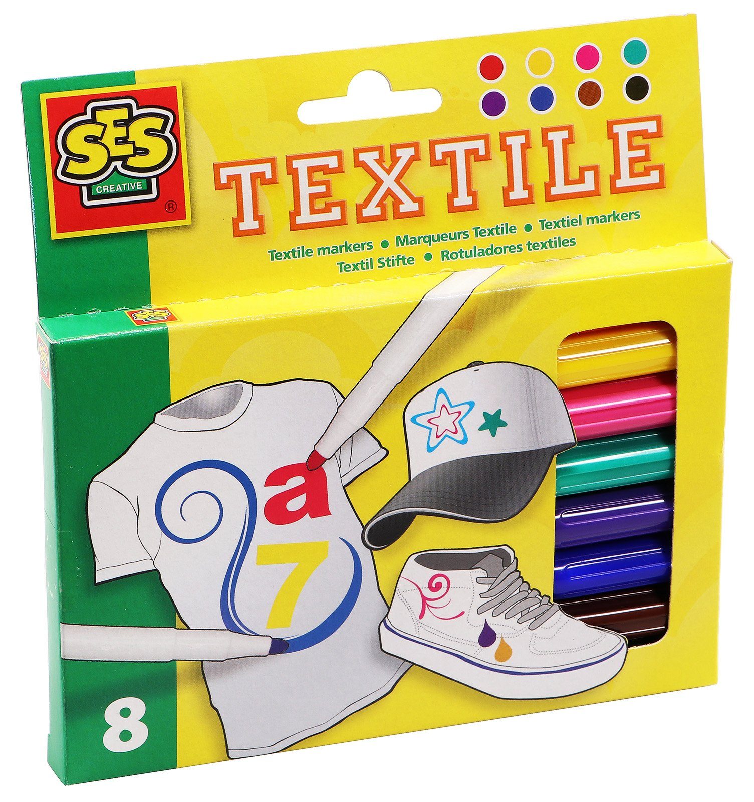 SES Creative Kreativset SES für Textilien 8er-Pack Textilstifte Farbstifte