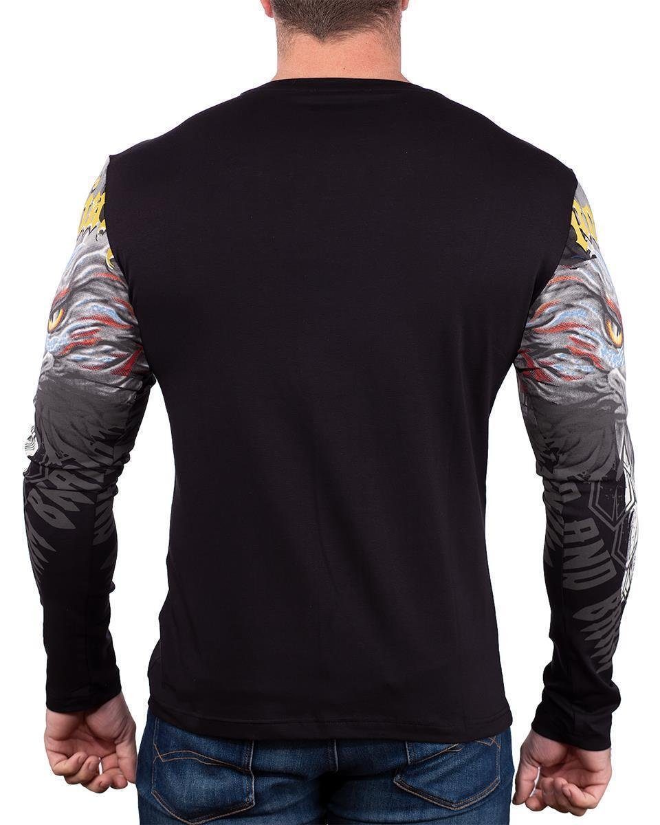 Cipo & Baxx Longsleeve Herren Regular Fit Pullover BA-CL488 mit einem Adler Print