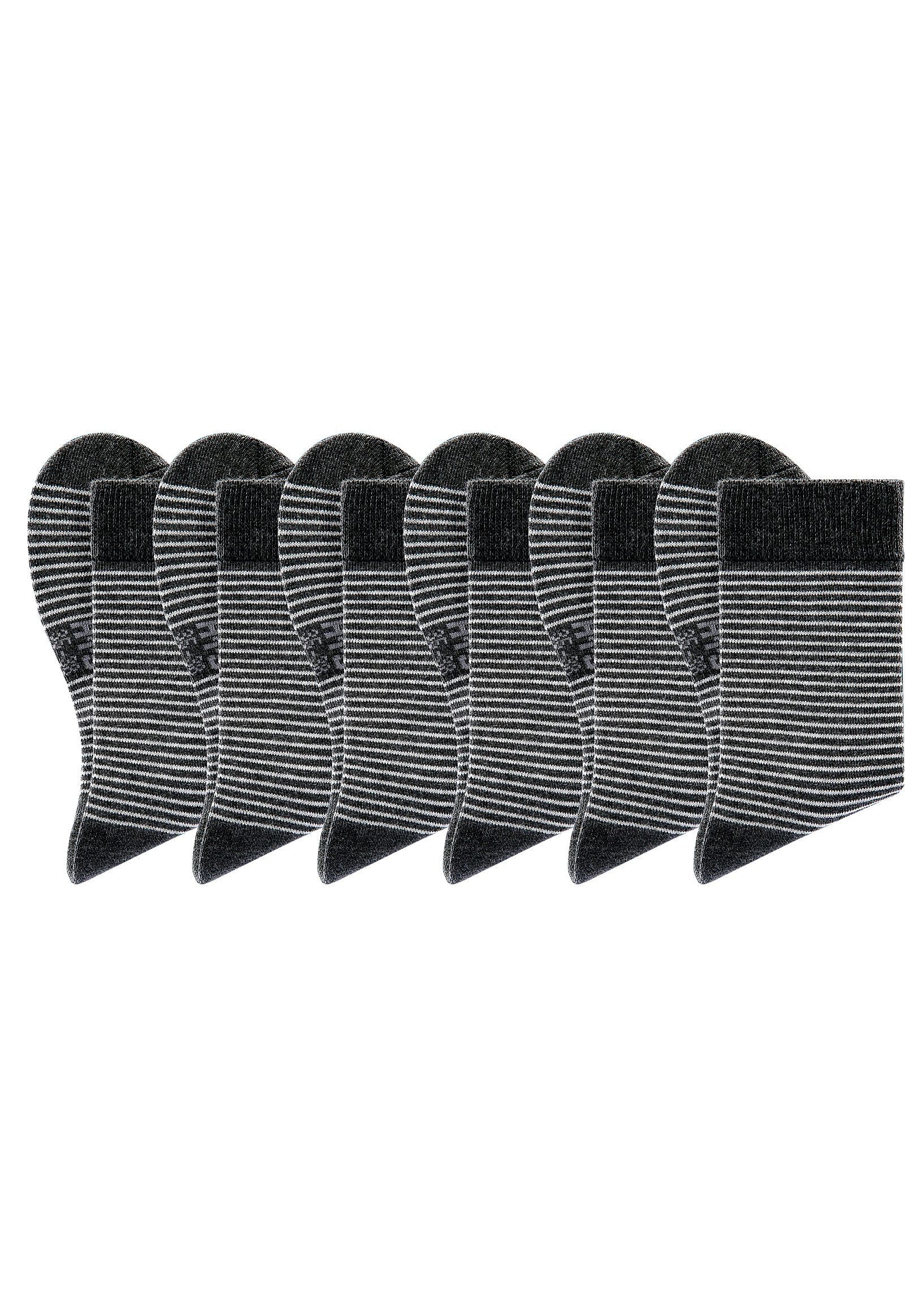 H.I.S Socken Damen Socken Ringelsocken Strümpfe (Packung, 6-Paar, Mini Crew Socken) mit druckfreiem Bündchen