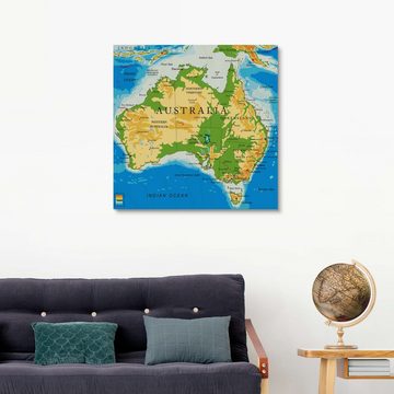 Posterlounge Holzbild Editors Choice, Australien - Topographische Karte (Englisch), Klassenzimmer Illustration