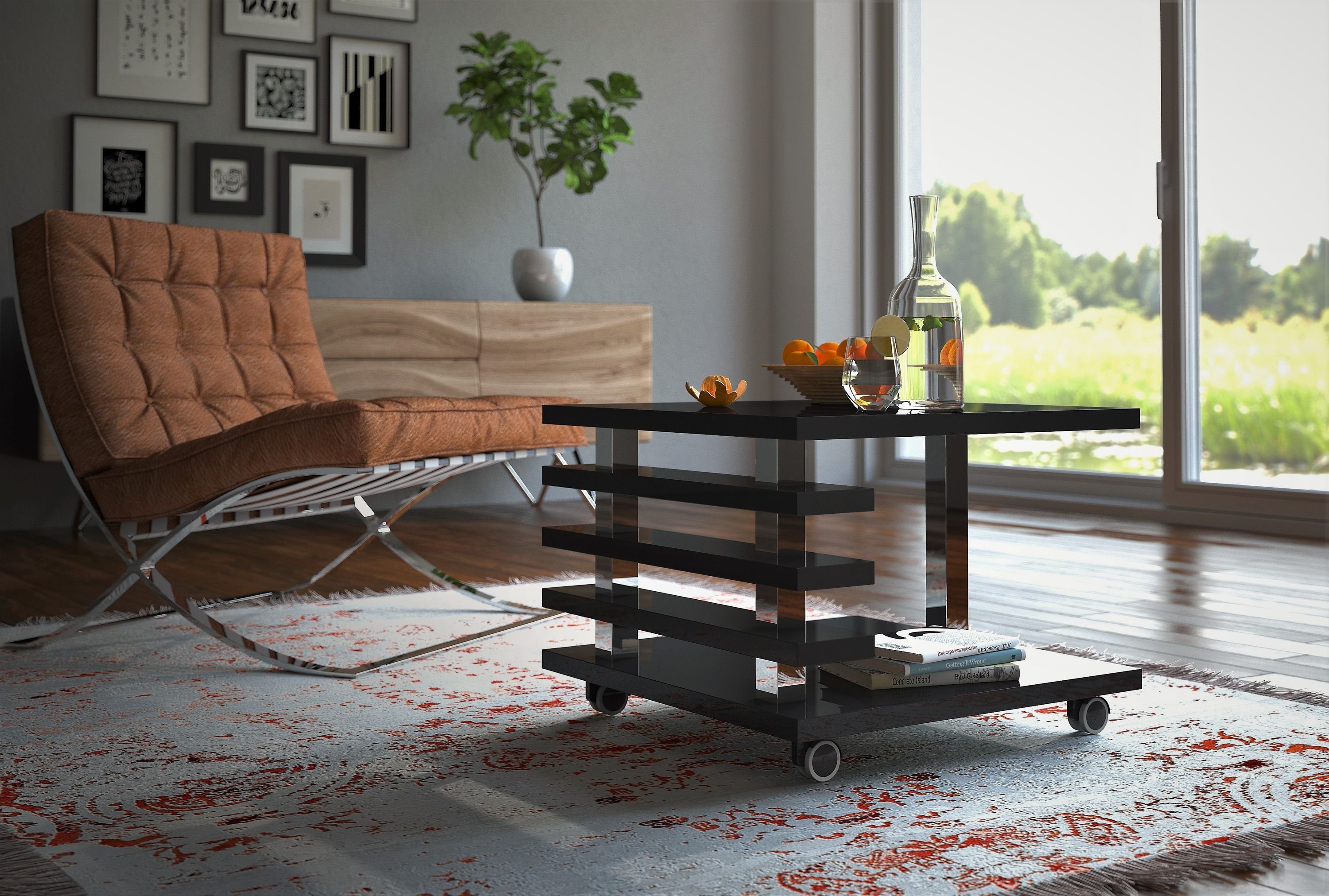designimpex Couchtisch mit ROLLEN DC-2 Schwarz günstig online kaufen