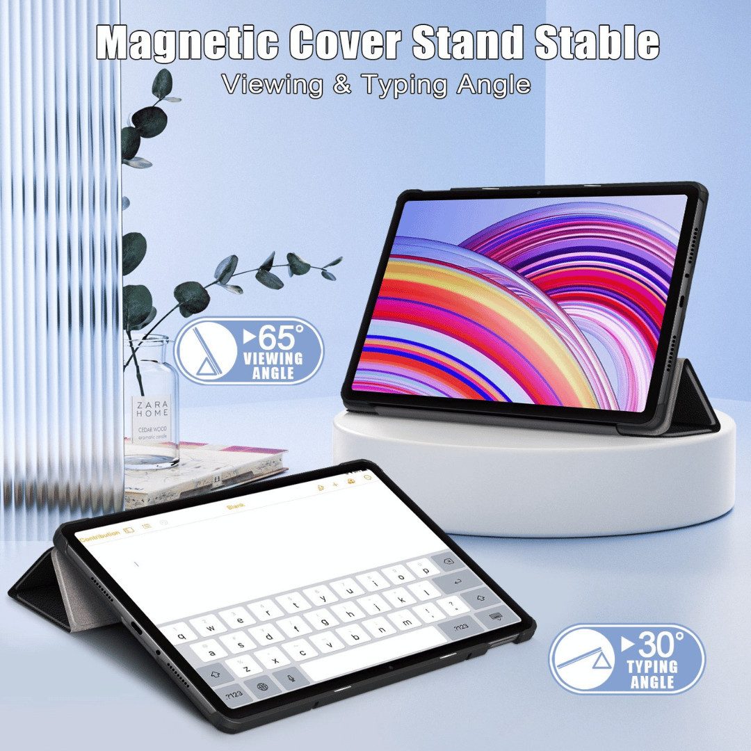 SmartUP Tablet-Hülle für Xiaomi Redmi Pad Pro Tasche Smart Cover Case Klapphülle Schutzglas 12.1 Zoll, integrierte Standfunktion, integrierter Magnetverschluss – Bild 5 von 5