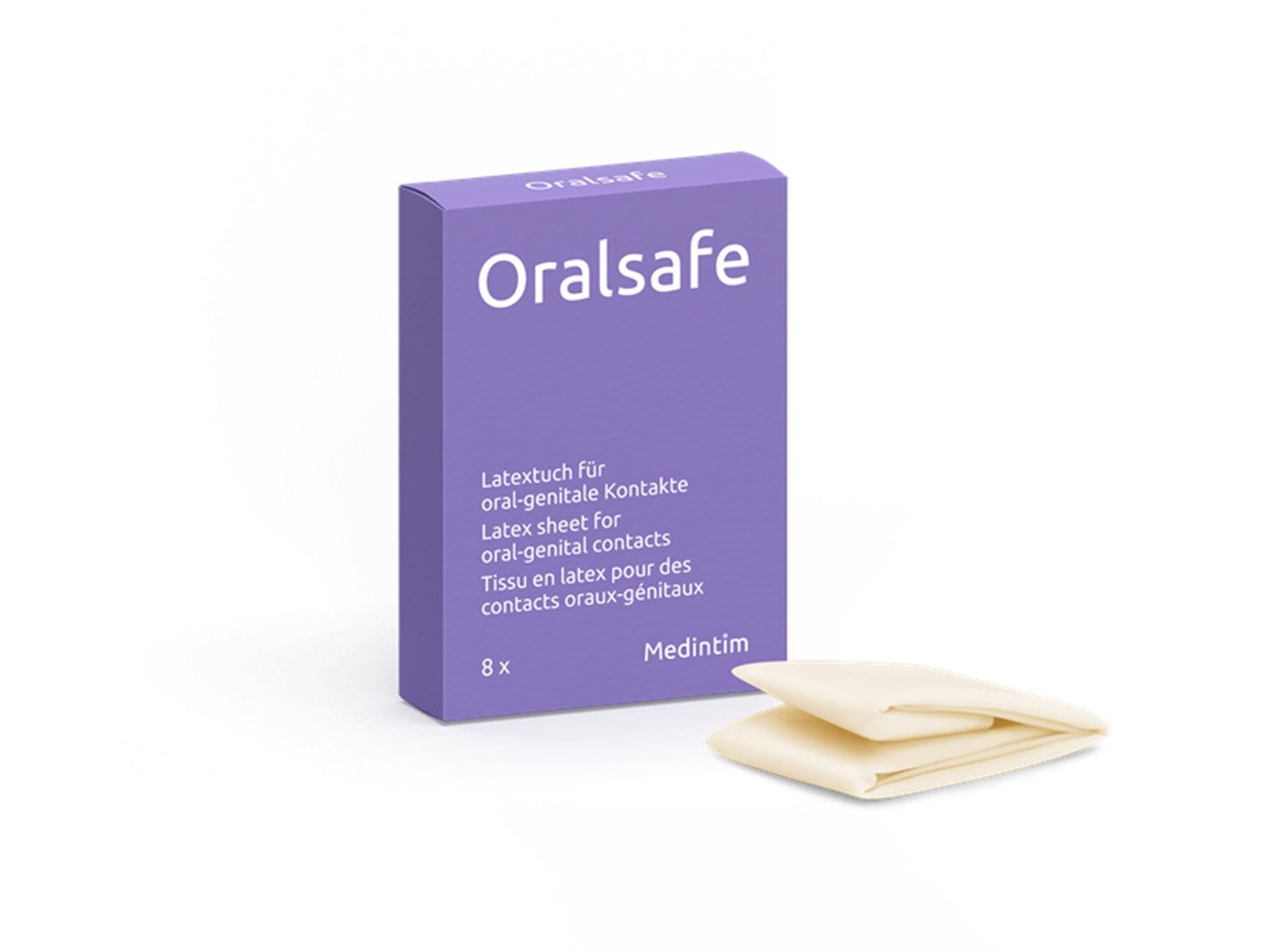 Medintim Kondome Oralsafe Lecktücher - Latex - Erdbeer Aroma - 8 Stück - 25,2 x 15,5 cm, für sicheren, gefühlvollen Oralverkehr - auch für Analverkehr geeignet