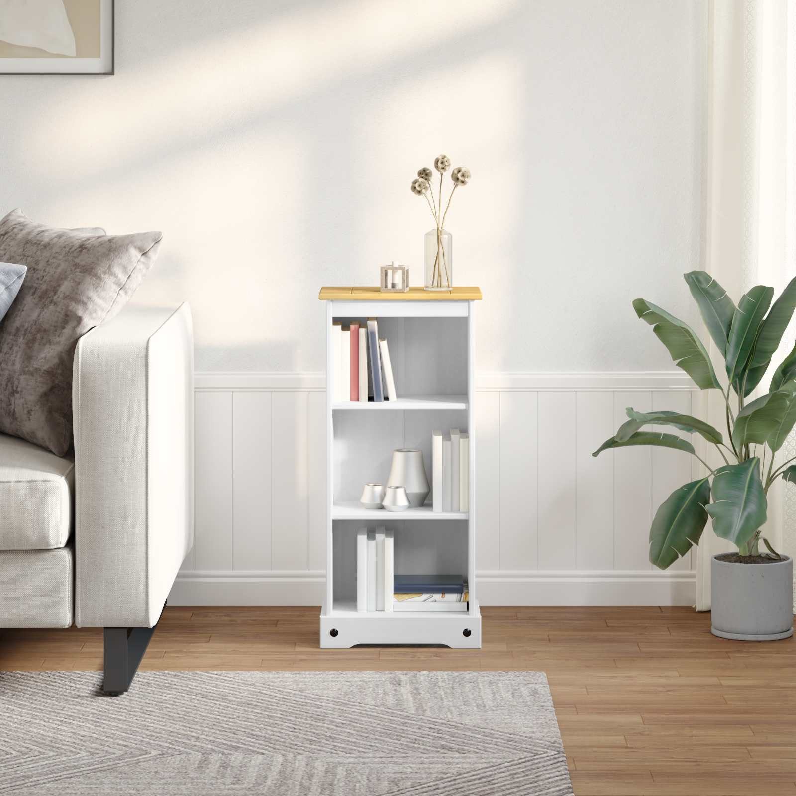 furnicato Bücherregal Massivholz 46 x 29 x 100 cm Weiß, 1-tlg., Matte Oberfläche Regalfach mit reichlich Stauraum für Wohnzimmer