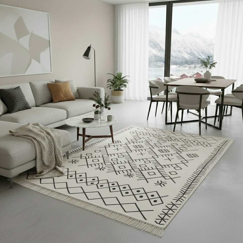 Jimri Teppich Kelim Teppich Wohnzimmer Schlafzimmer Küche, Badezimmer Läufer Flur, Rechteckig, Wendeteppich