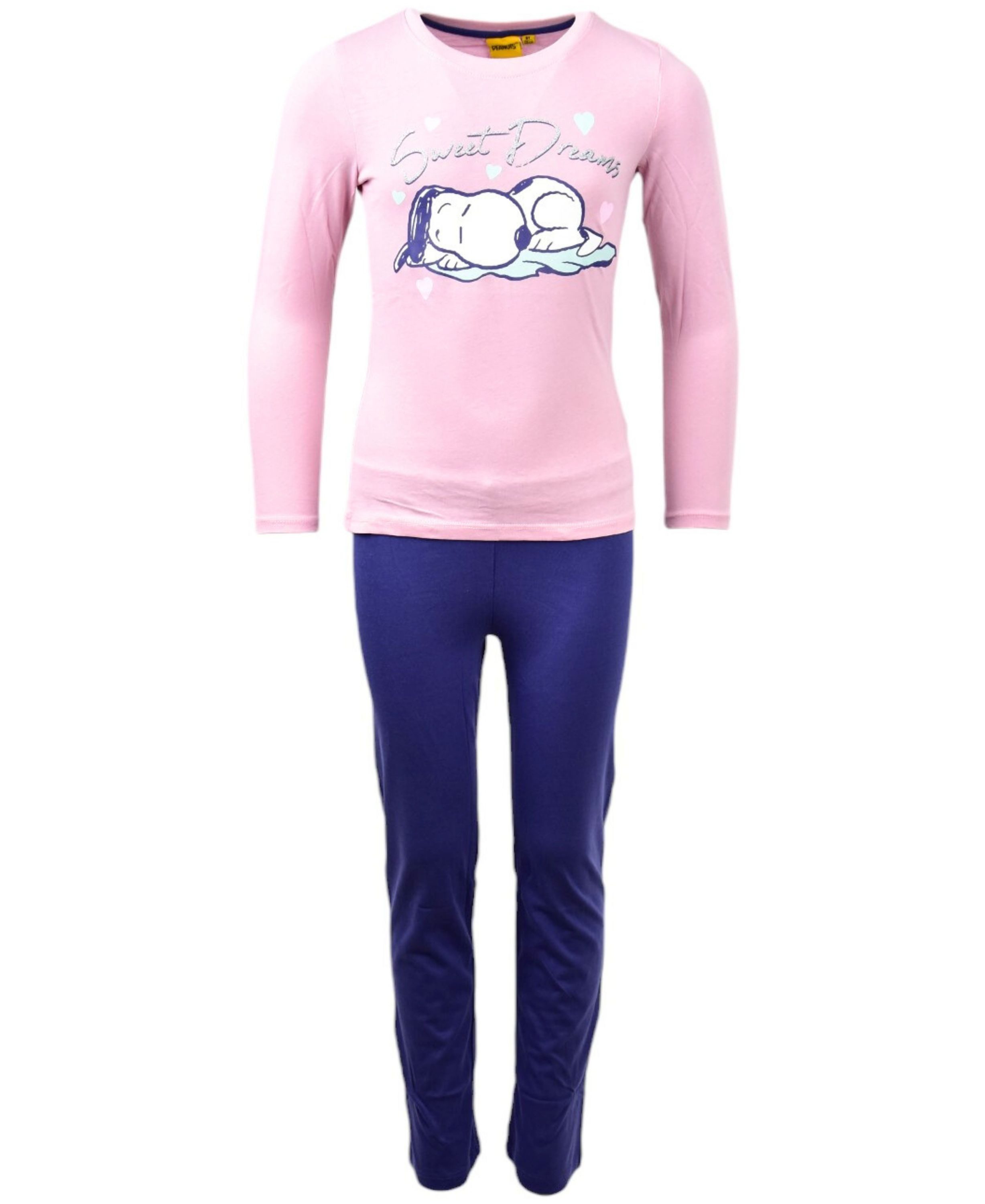 PEANUTS Worldwide LLC Schlafanzug Snoopy (2 tlg) Mädchen Pyjama langarm mit Glitzer Gr. 104- 140 cm