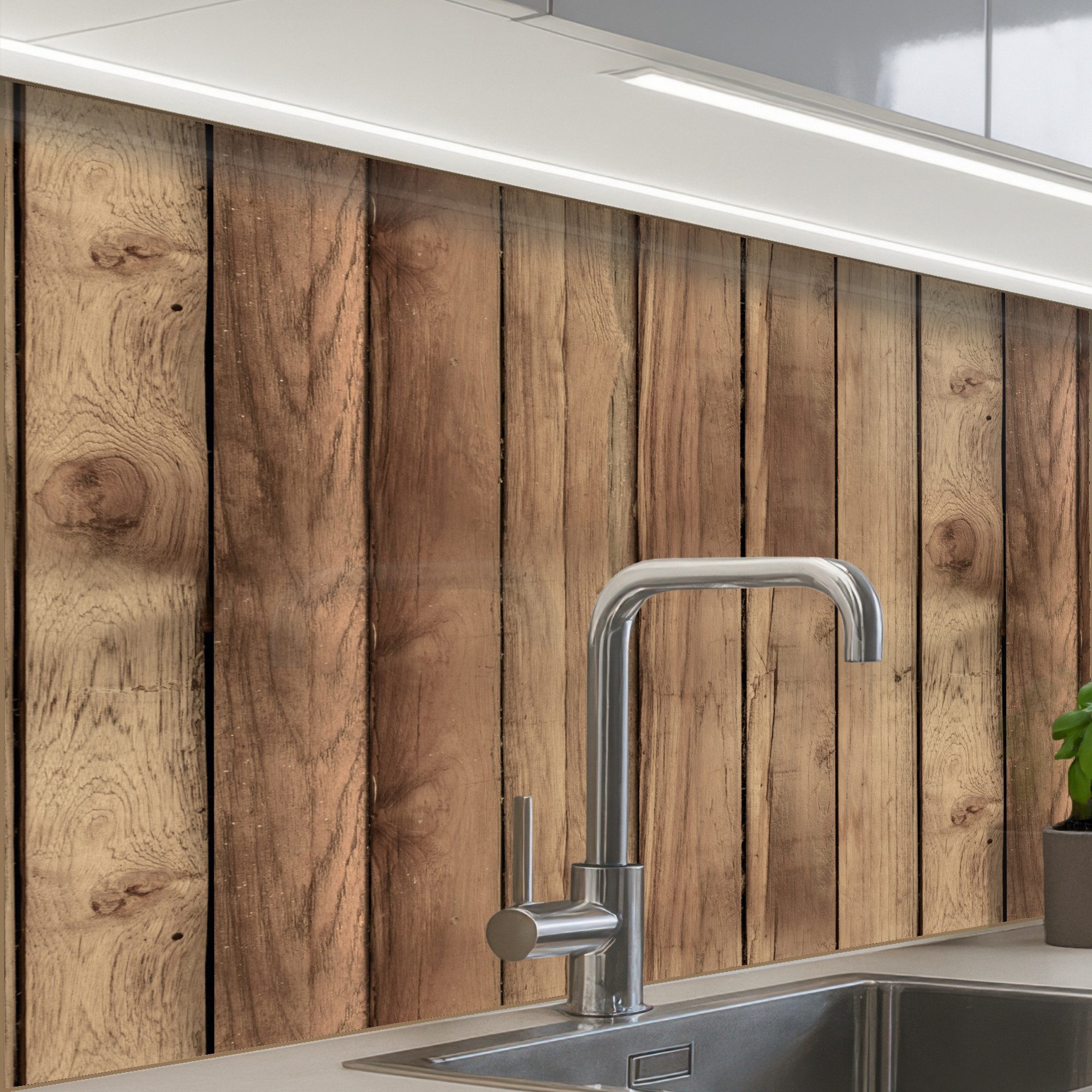 KitchenYeah Küchenrückwand selbstklebend Holz - Brocante - Muster, (1-tlg), Spritzschutz, Küche, Rückwand, Küchenwand, Küchenfront, 80x60 cm