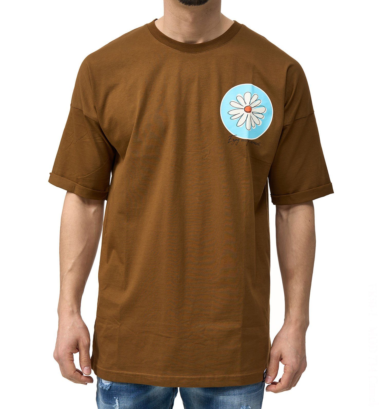 Denim House T-Shirt Herren OVERSIZE T-Shirt mit floralem Druck im lässigen Loose-Fit