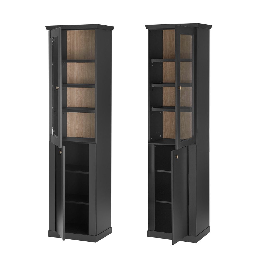 Lomadox Vitrine LORETA-61 inkl. LED Beleuchtung, Schwarz matt, 55 cm breit