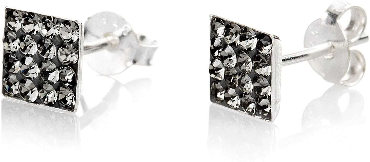 Karisma Paar Ohrstecker Ohrstecker Silber 925 Mit Kristall Elelments Unisex Black Diamond 6mm