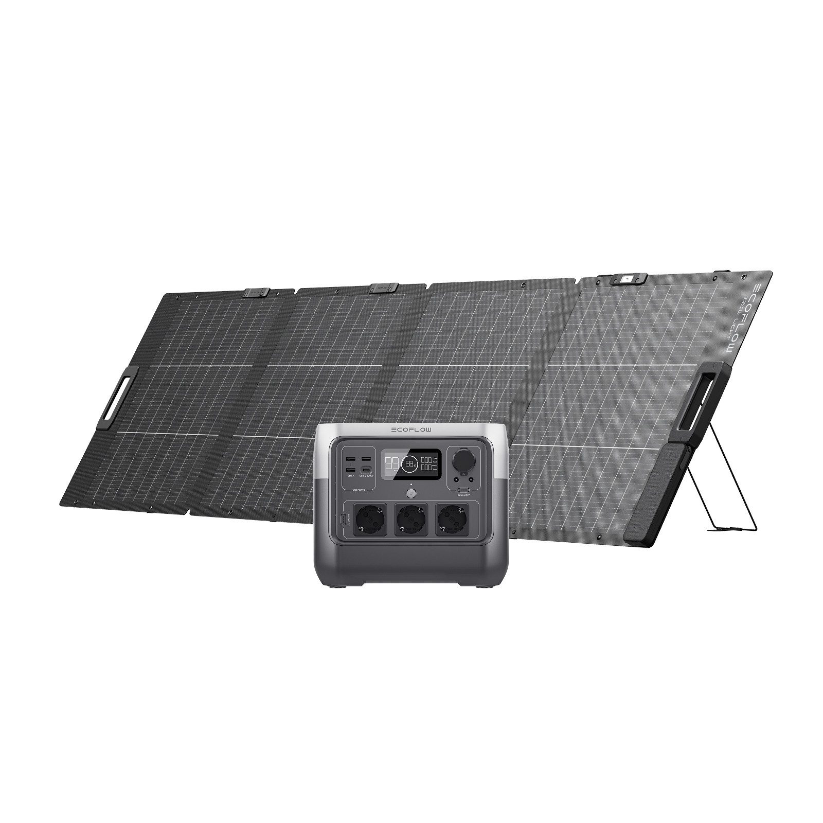 Ecoflow EcoFlow Tragbare Powerstation RIVER 2 Max 512 Wh Solargenerator Powerstation EcoFlow River 2 Max EcoFlow RIVER 2 Max 160000 mAh (220-240 V), X-Boost Funktion (bis zu 1000 W), Schnellladung in 1 Stunde
