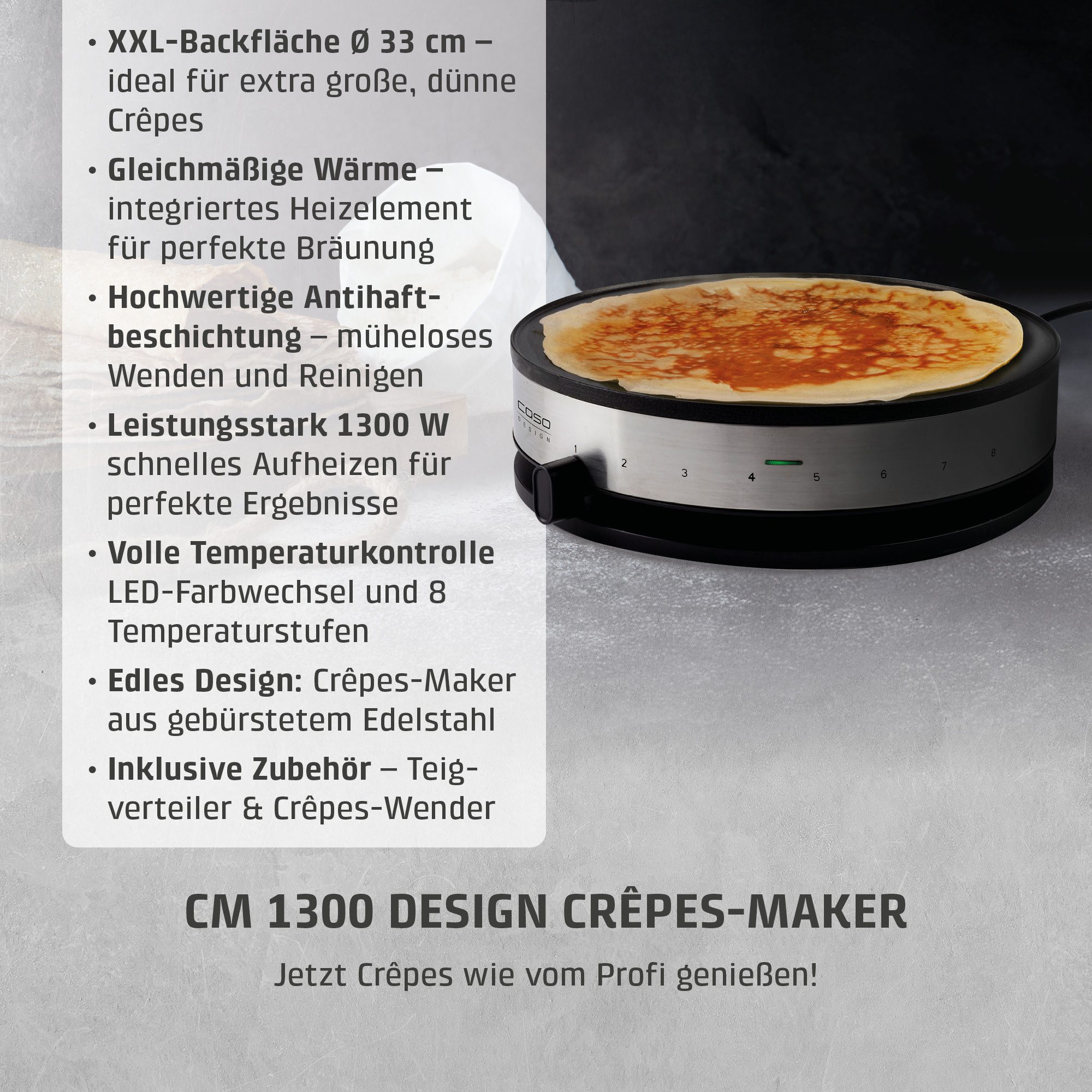 Caso Crêpesmaker CM1300, 1300 W, Ø 33 cm