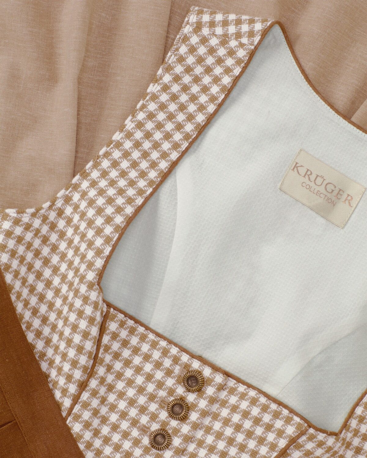 KRÜGER COLLECTION Dirndl Midi-Dirndl Micaela mit Hahnentrittmuster