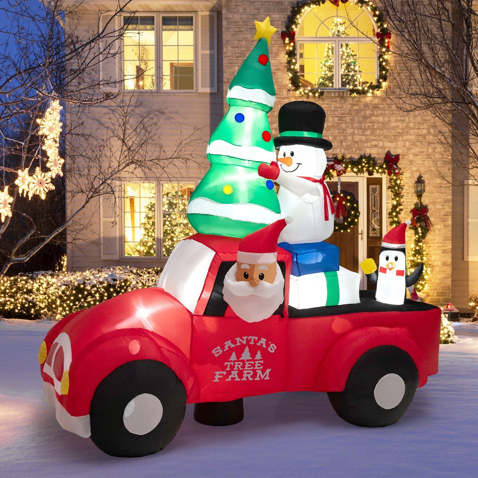 COSTWAY Weihnachtsfigur, aufblasbarer Weihnachtstruck mit LEDs günstig online kaufen
