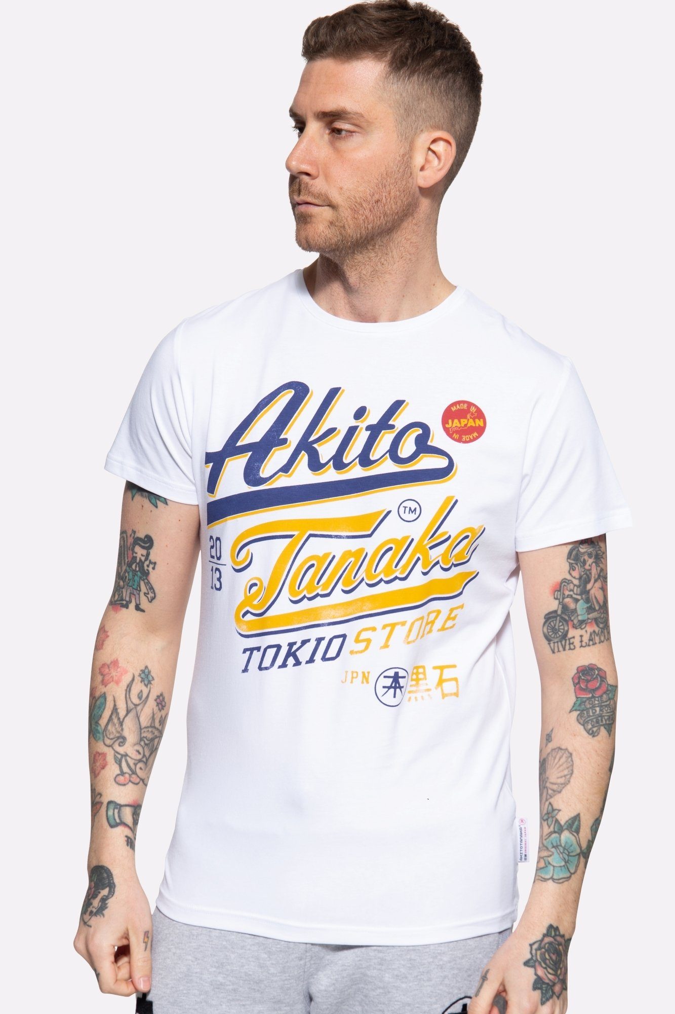 Akito Tanaka T-Shirt Tokio Beach mit Retro Print weiß