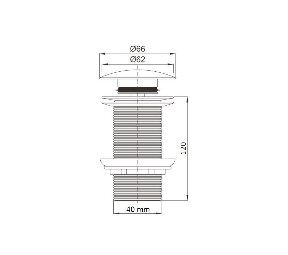 Thumbnail - wohnfreuden Ablaufventil 120 mm Pop-Up Ablauf-Ventil matt schwarz, 30369