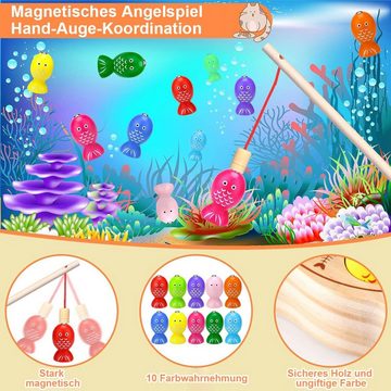 yozhiqu Spiel, Kinderspiele, Montessori-Spiele, hölzernes Angelspielzeug, magnetische, für Jungen und Mädchen, magnetische Angelspiele, Spiele-Geschenke