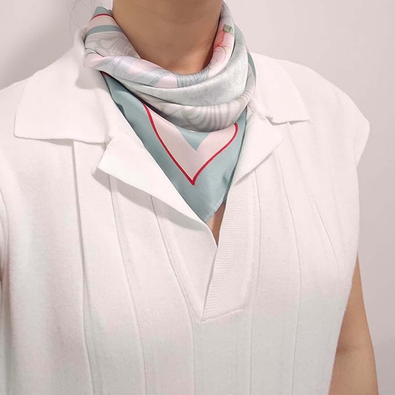 Zaewry Seidentuch Stirnband Quadratischer Haar-Bandanas-Schal für Damen – Bild 4 von 4