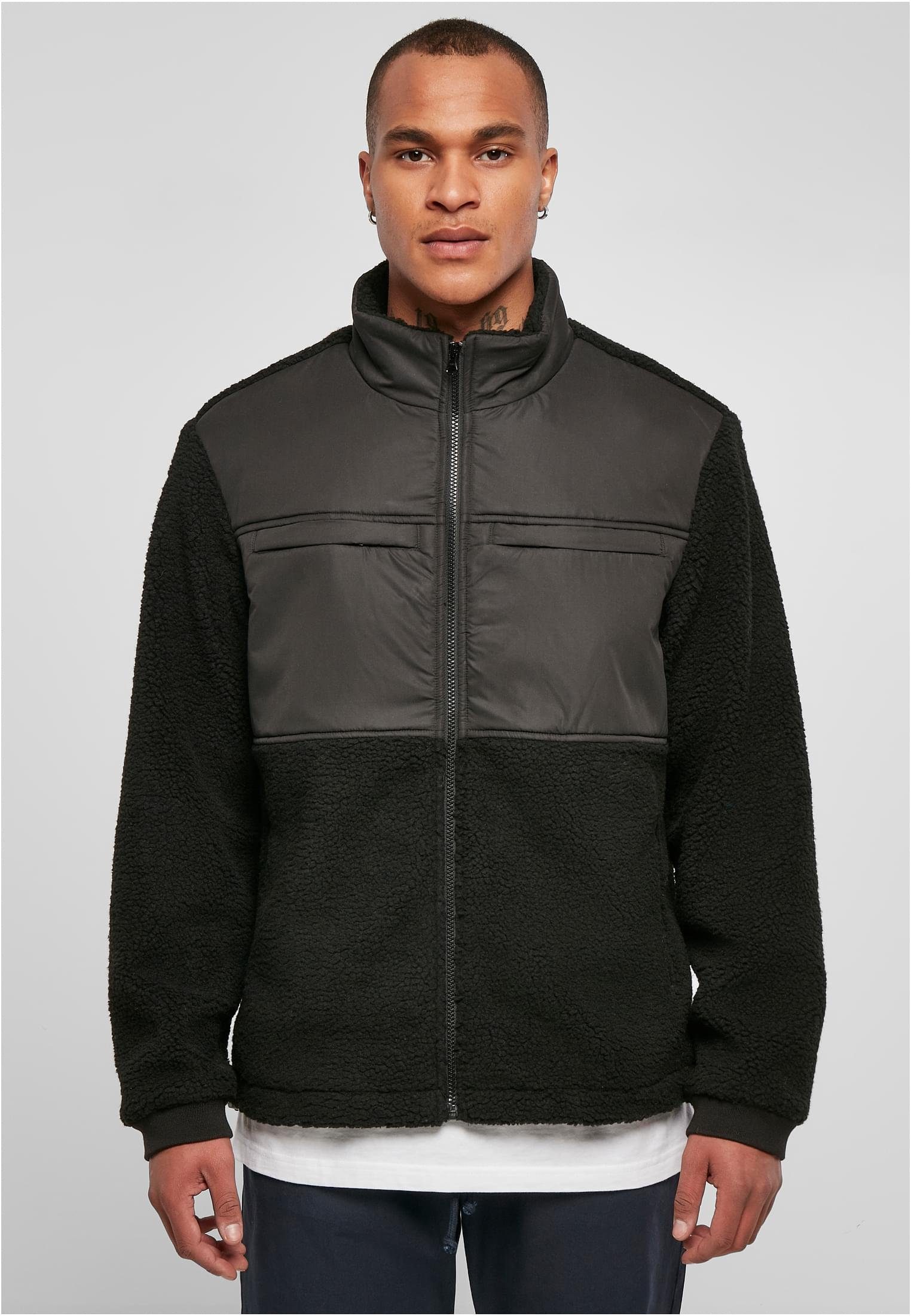 URBAN CLASSICS Winterjacke Herren Patched Sherpa Jacket (1-St) black