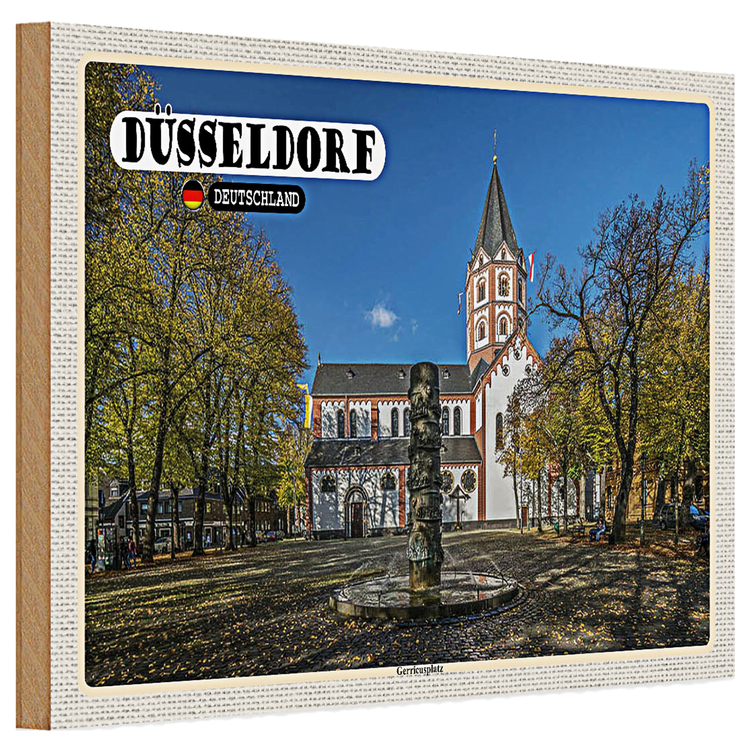 Roomando Holzbild Holzschild Städte Düsseldorf Gerricusplatz Baustil 30x20cm