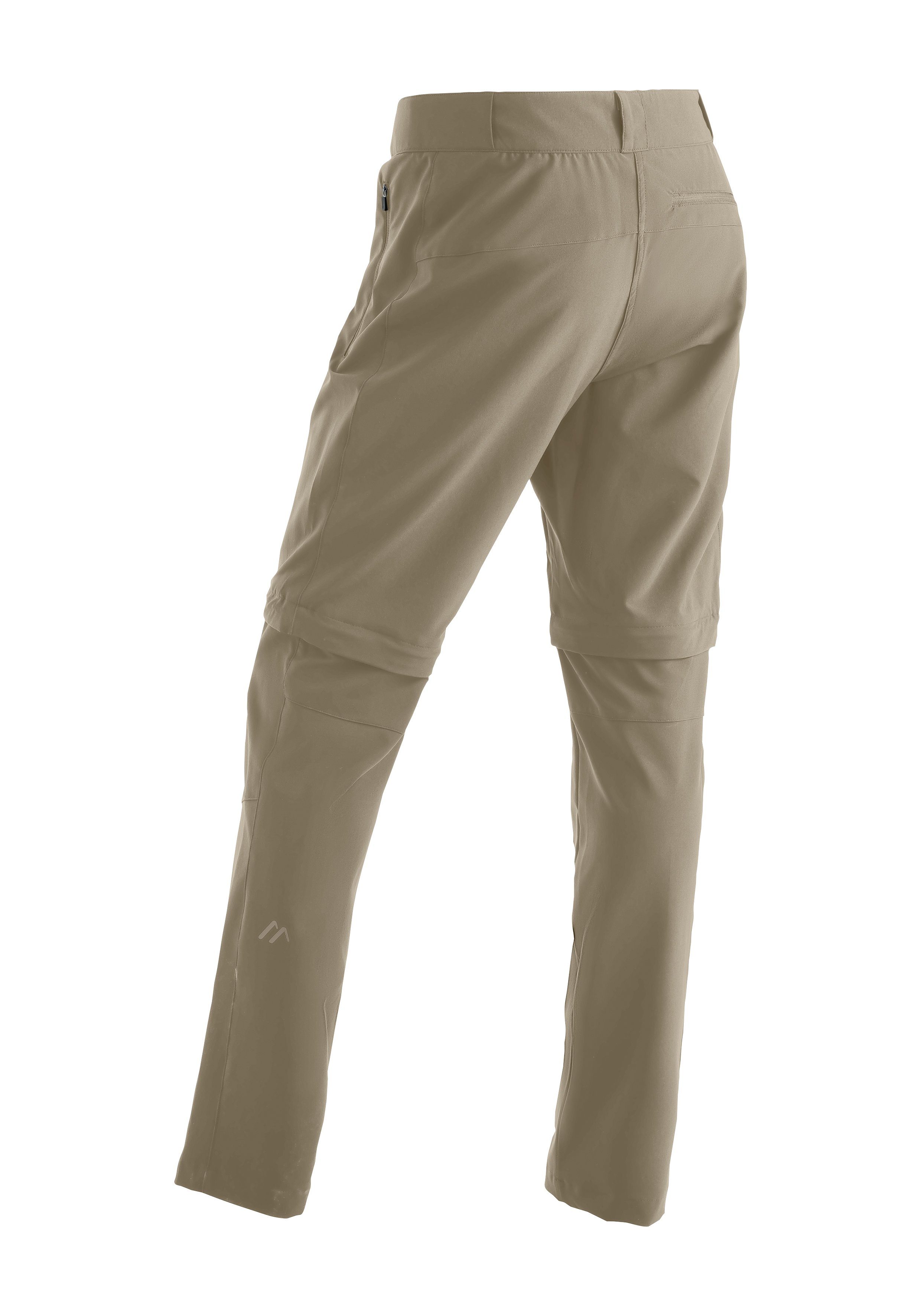 Bequeme Sports Latit Funktionshose Maier Outdoorhose mit W dunkelbeige Zip Schnitt bequemem