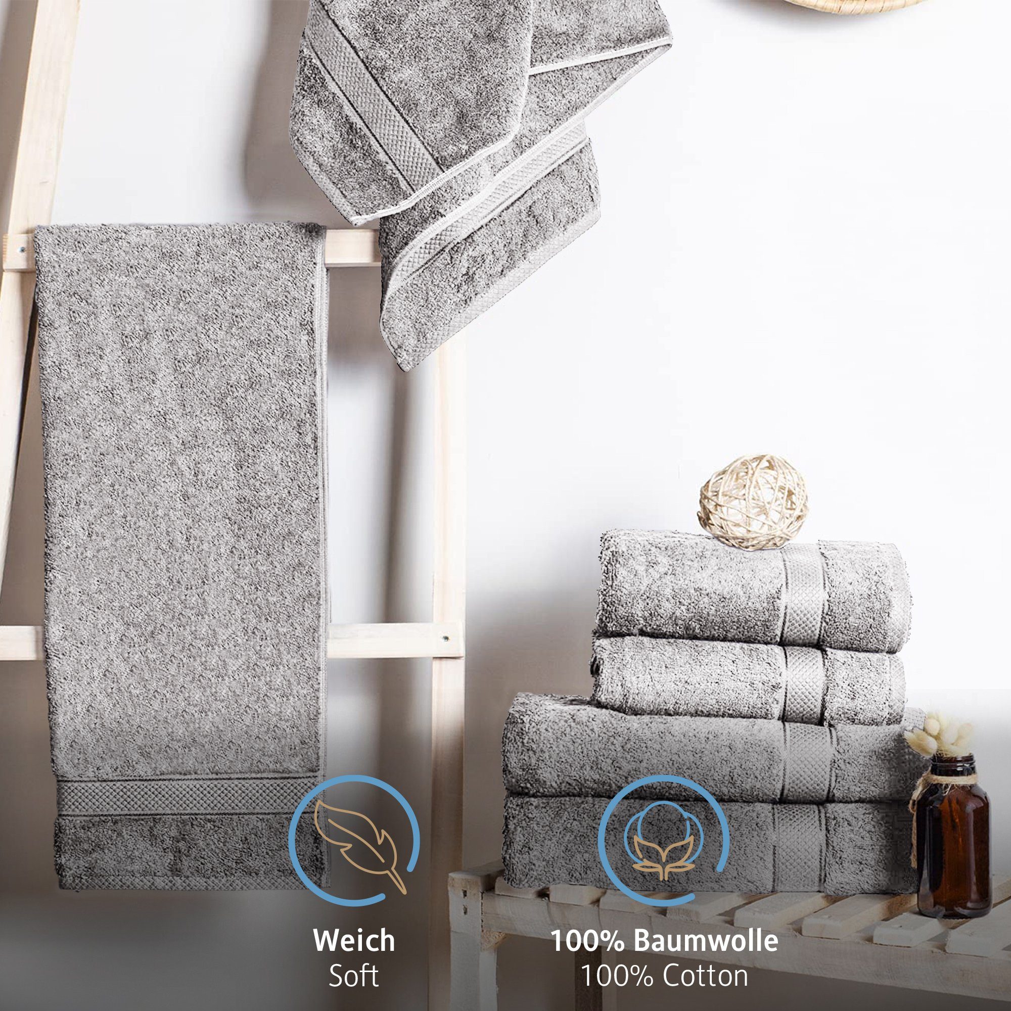 Komfortec Duschtücher Set aus %100 Baumwolle 470 g/m², Saugfähig, Schnelltr günstig online kaufen