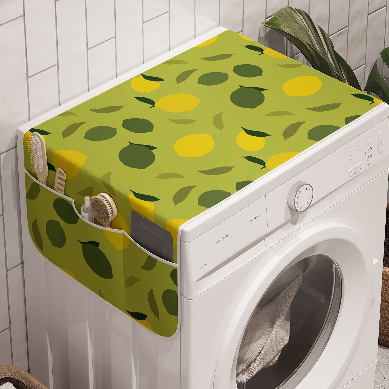 Waschmaschine Bunte und Anti-Rutsch-Stoffabdeckung Badorganizer Abakuhaus Trockner, Grafik C Vitamin für Zitronen