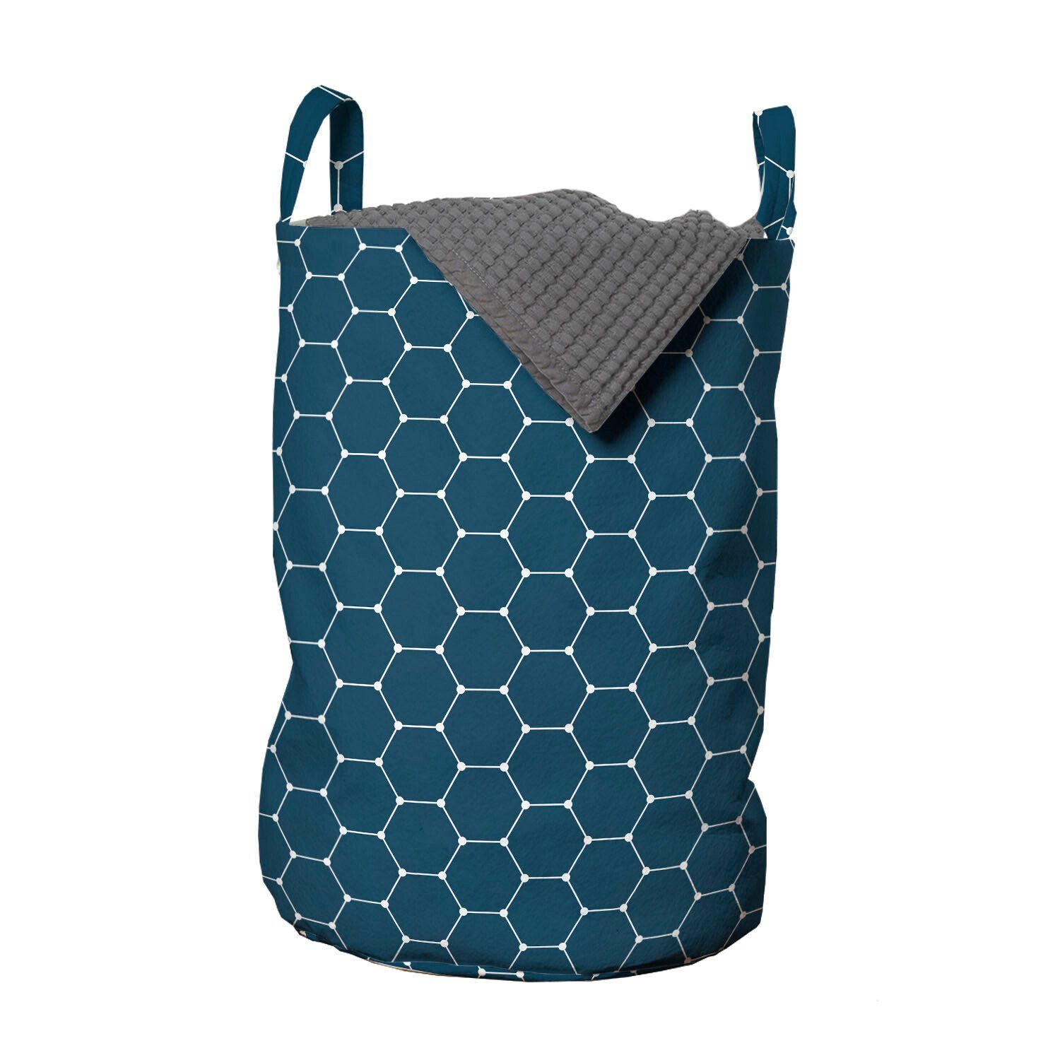 Abakuhaus Wäschesäckchen Wäschekorb mit Griffen Kordelzugverschluss für Waschsalons, Geometrisch Hexagons mit Dot Edges | Wäschesäcke