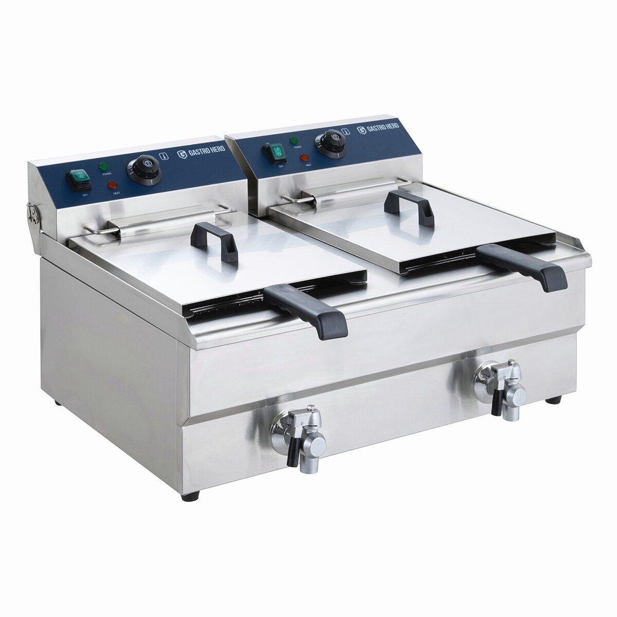 GastroHero Fritteuse Elektro Doppel Fritteuse 2x 13 Liter - 2x 5 kW, 10000 W