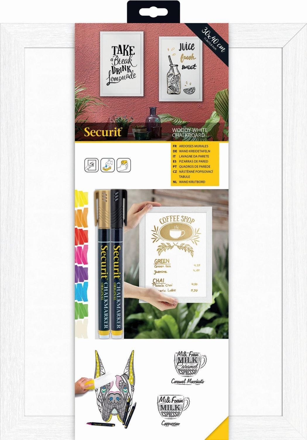 Securit Tafel Securit WBW-WT-30-40 Securit Kreidetafel WOODY, weiß, 300 x 400 mm