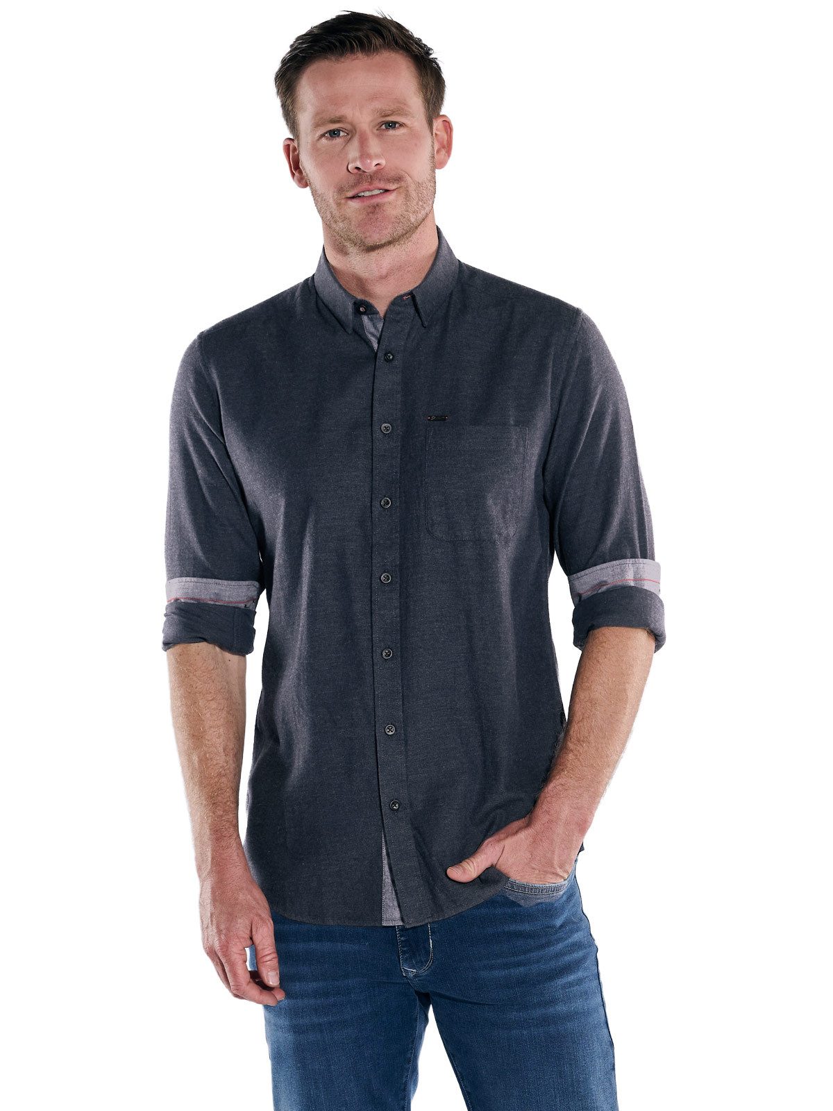 Engbers Langarmhemd Herren Langarm-Hemd kariert, Saphirblau