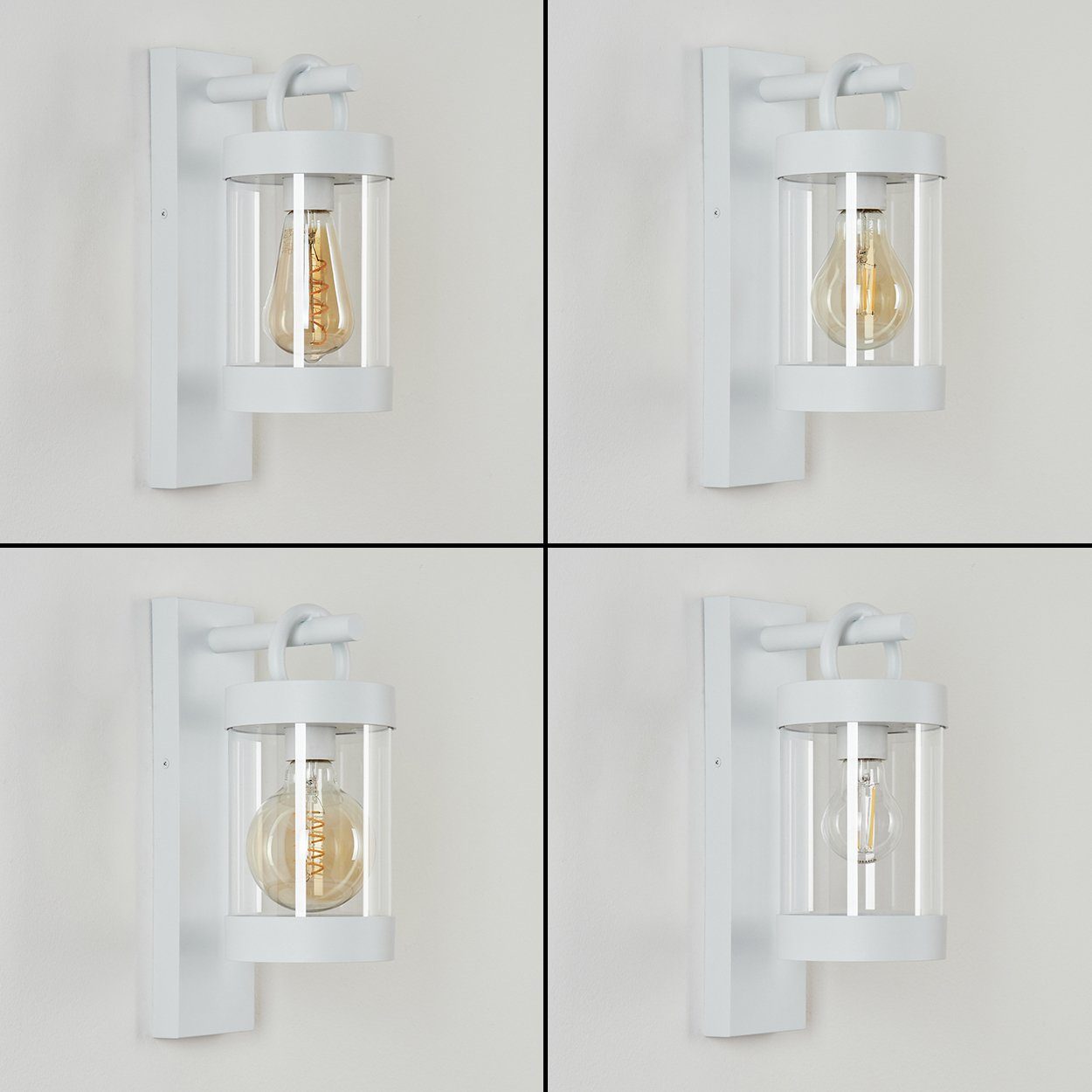hofstein Außen-Wandleuchte moderne Wandlampe aus Metall/Kunststoff in Weiß/Klar, ohne Leuchtmittel, mit Dämmerungssensor und An-/Ausschalter, 1x E27, IP44