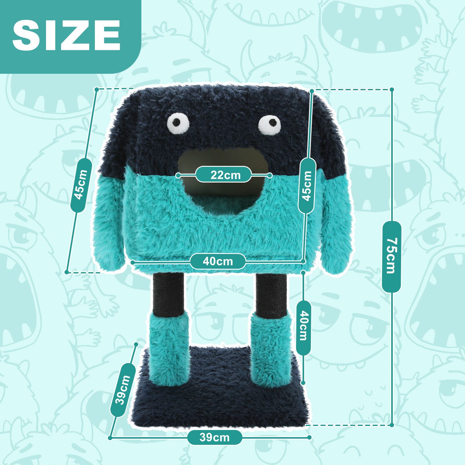 Purpurra Kratzbaum Räumungsverkauf Monster-Kollektion, 70/105 cm