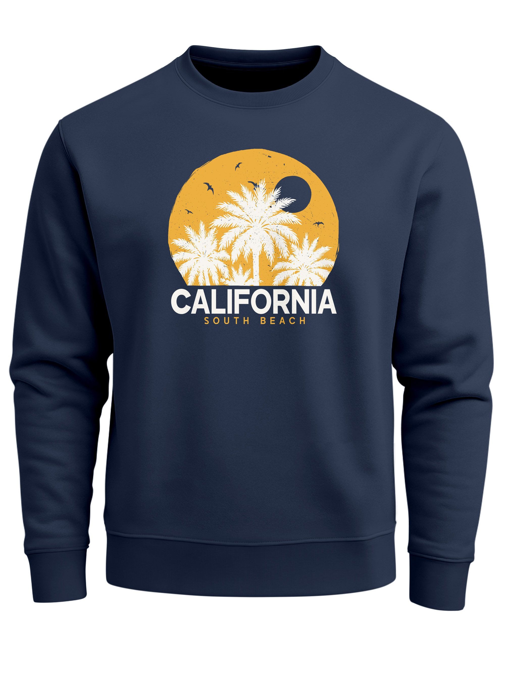 Sweatshirt Sweatshirt Herren ohne Kapuze California Palmen Frontprint