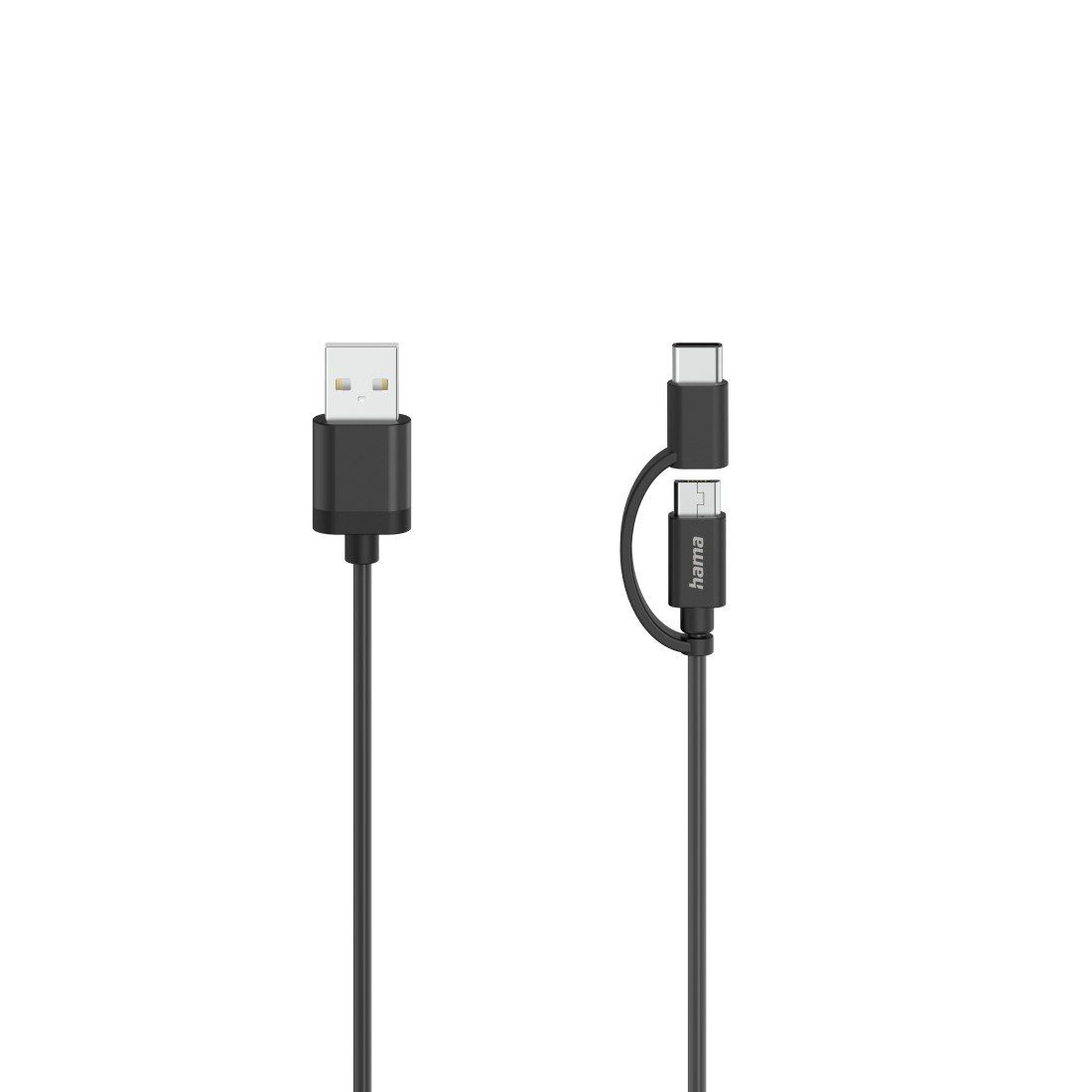Hama Micro USB Kabel, 2in1, inkl. Adapter auf USB C, USB 2.0, 0,75 m USB-Kabel, Micro-USB, USB Typ A, USB-C, (75 cm)