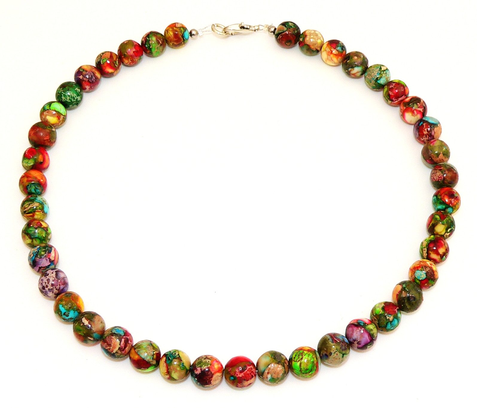 traumschmuck Kette ohne Anhänger 188a Halskette Edelstein Impression Sedimet Jaspis multicolor (Geschenk, Muttertag, Weihnachten, Geburtstag, Valentinstag, inkl Schmuckbox), Made in Germany, handgefertigt