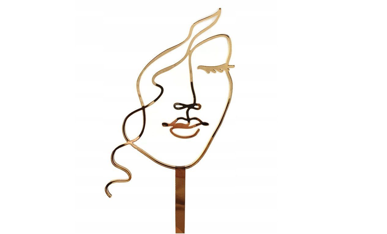 Festivalartikel Топпер для торта Lineare Topper Paar Gesichter Frau für Tortenrand lineare Gold Silber