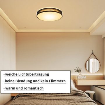 Nettlife LED Deckenleuchte Schlafzimmer Grün Stoffschirm Modern Rund 3000K 12W, LED fest integriert, Warmweiße, Schlafzimmer Arbeitszimmer