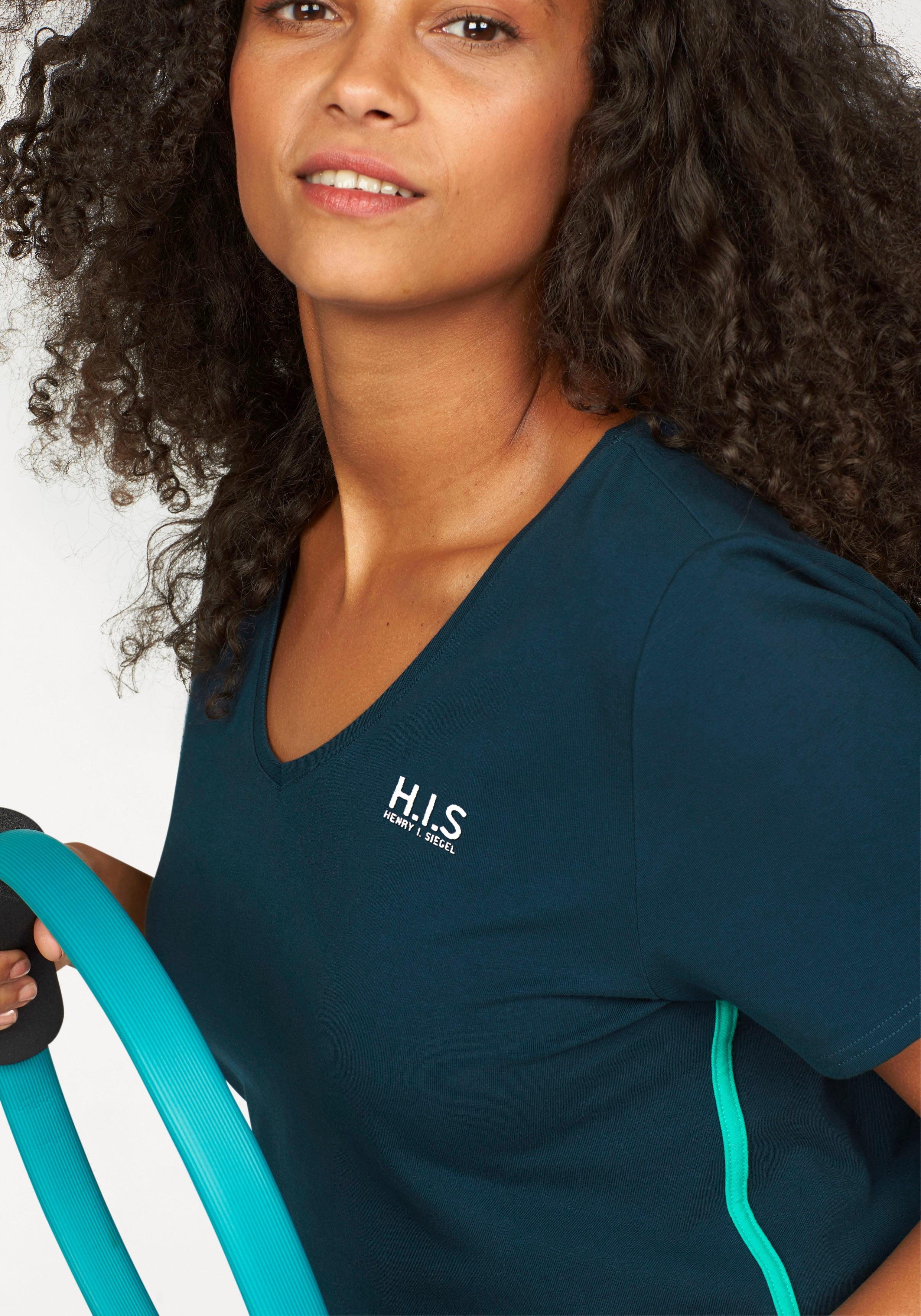 H.I.S T-Shirt Kurzarm, figurfreundlicher Schnitt, unifarben, V-Ausschnitt