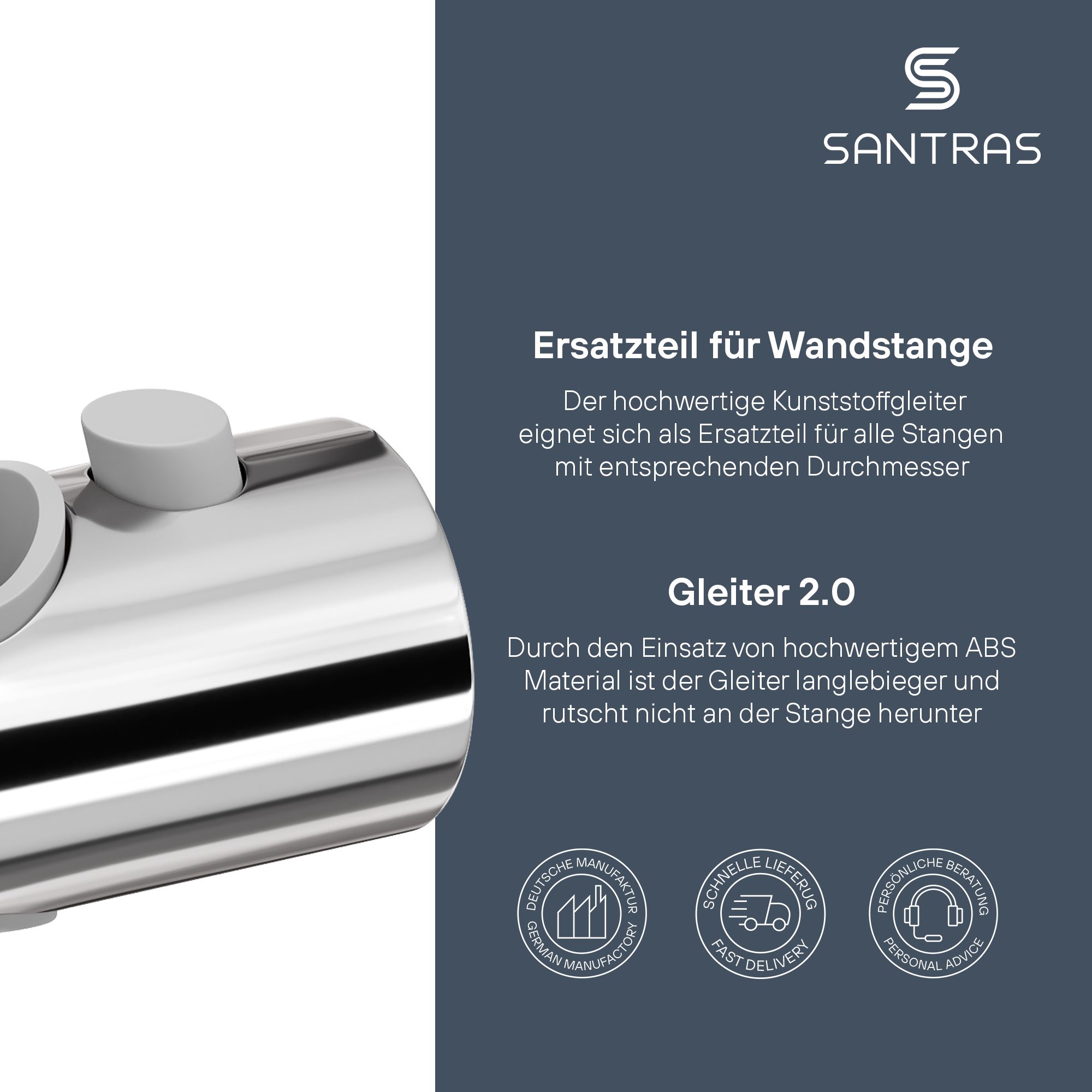 Santras Duschstange Gleiter Halterung für Handbrause mit Stange mit ø 18-25 günstig online kaufen