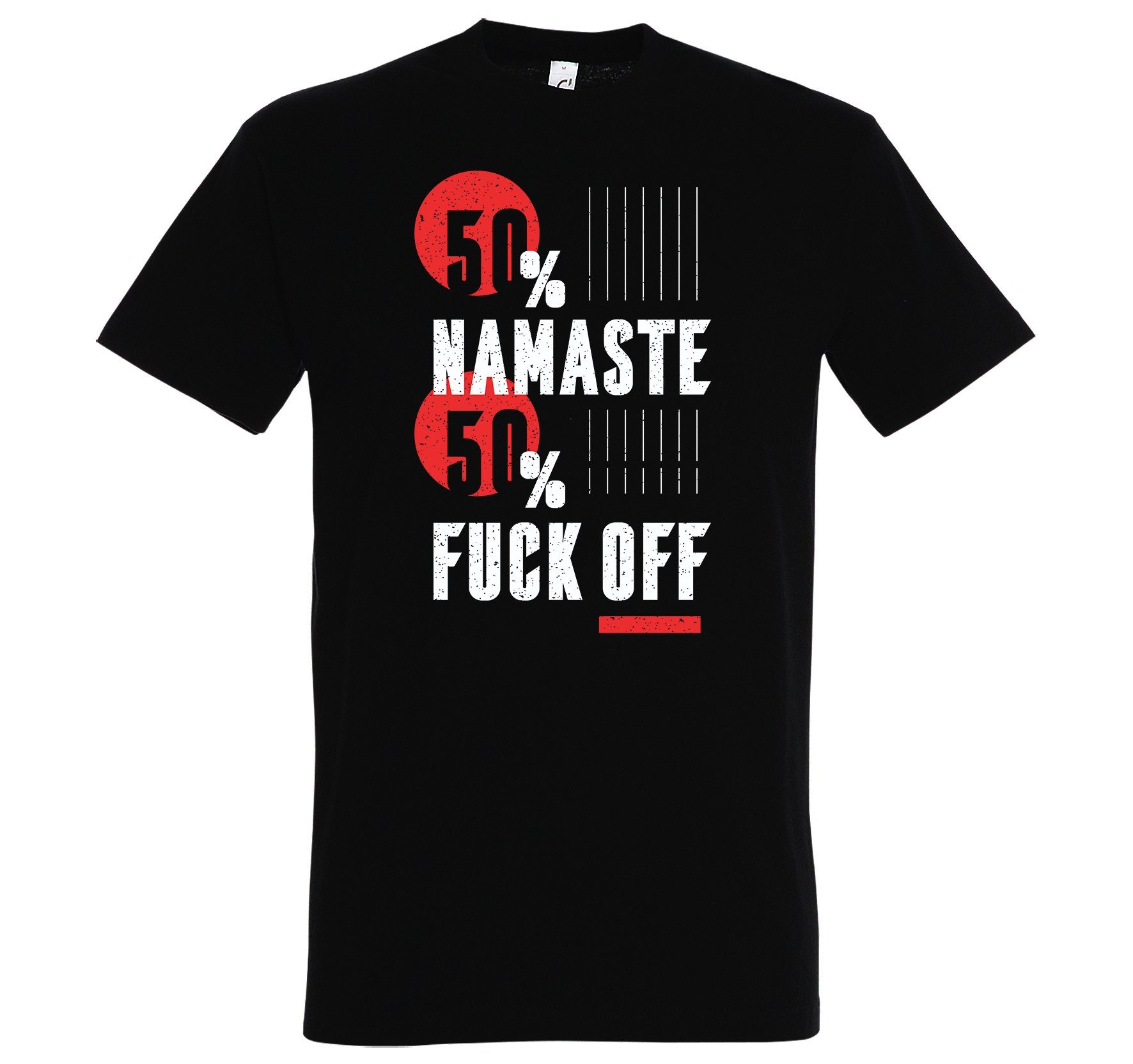 Schwarz Namaste, Youth T-Shirt 50% Designz F**k Off" lustigem Herren mit "50% Spruch Print-Shirt