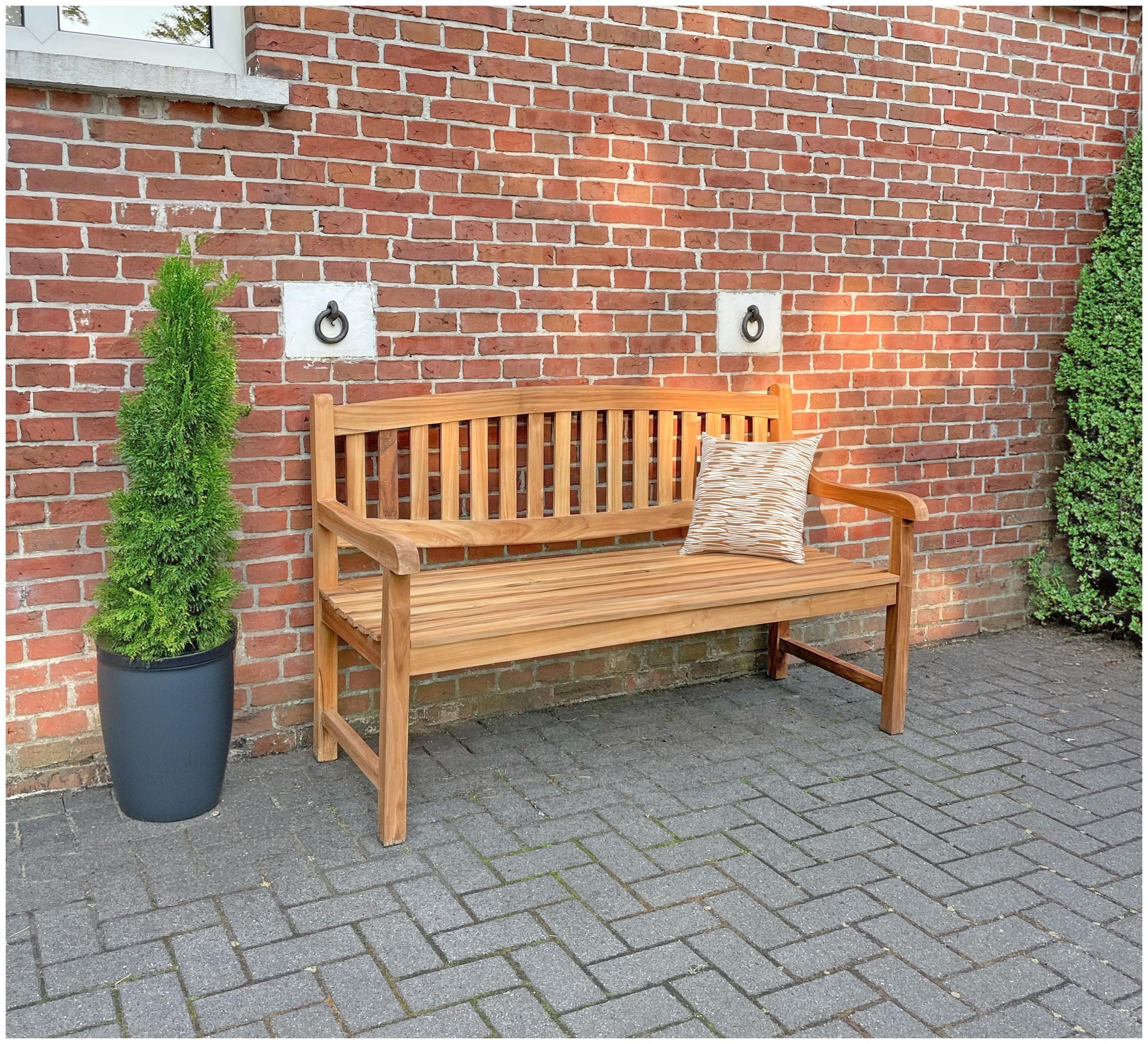Garden Pleasure Gartenbank Teak Gartenbank LOMBOK 150 cm mit Armlehne