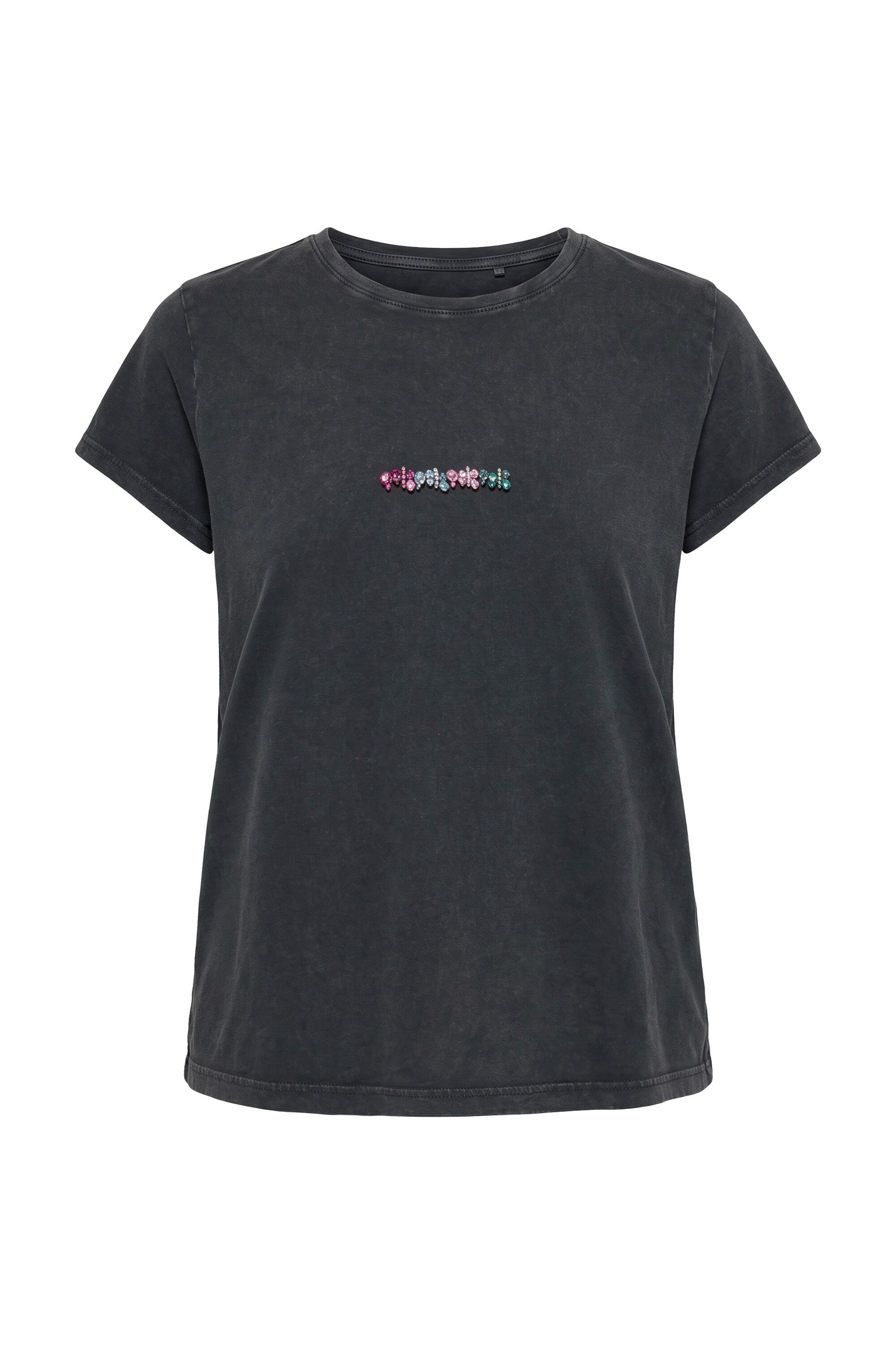 Studio Untold T-Shirt T-Shirt Slim Shape farbige Ziersteinchen – Bild 2 von 3