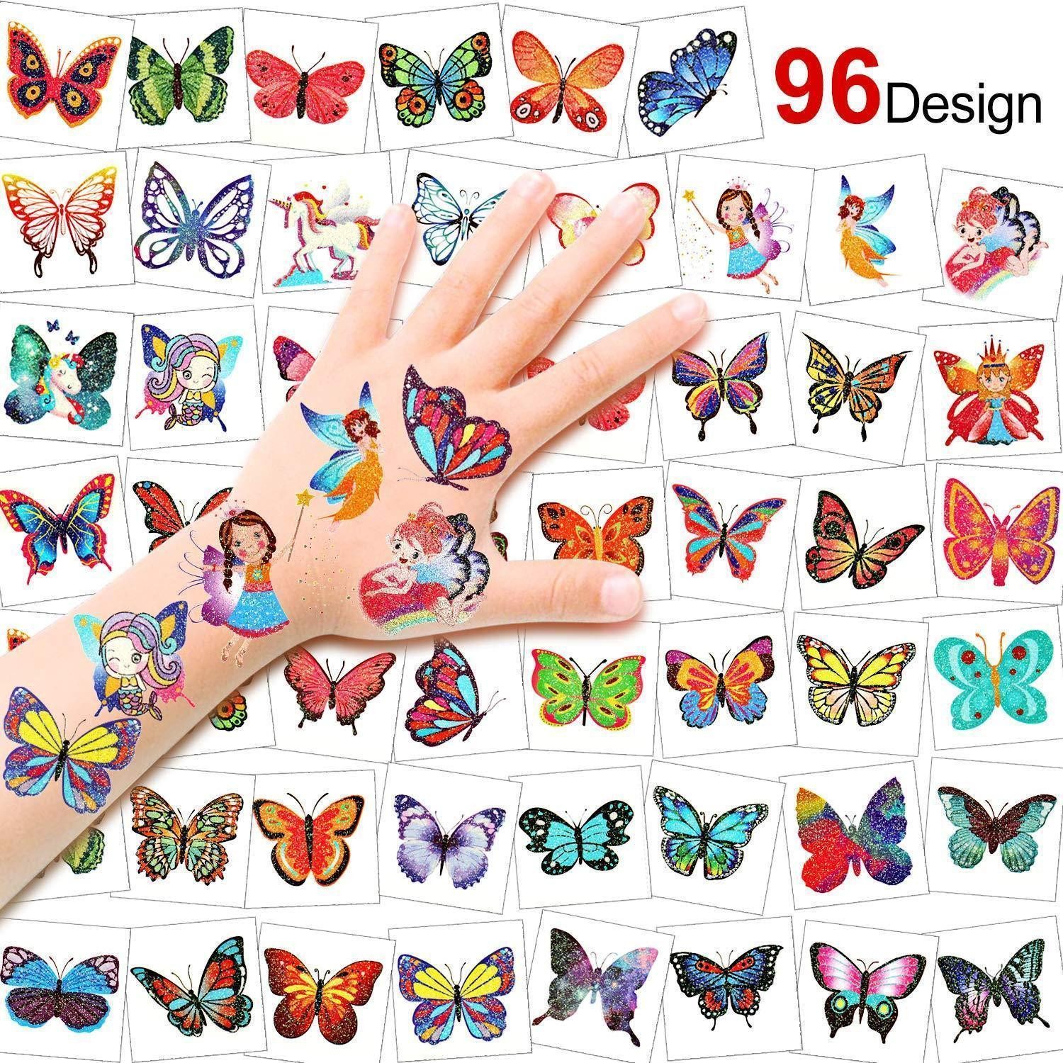 LuxusKollektion Kindertattoo Tattoo Kinder 96 Glitzer Schmetterling Set Aufkleber C