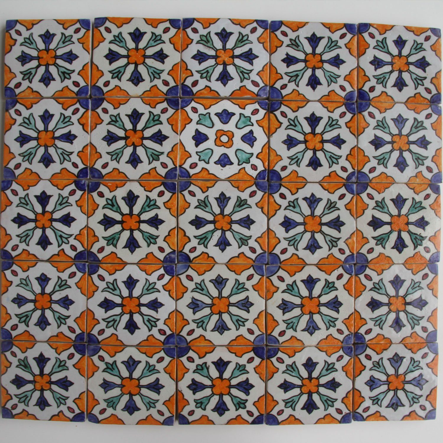 Casa Moro Wandfliese Handbemalte Fliesen Marokkanische Keramik-Fliese, Keramik 10x10, Mehrfarbig, 4er Set, Handgefertigt, Handbemalt