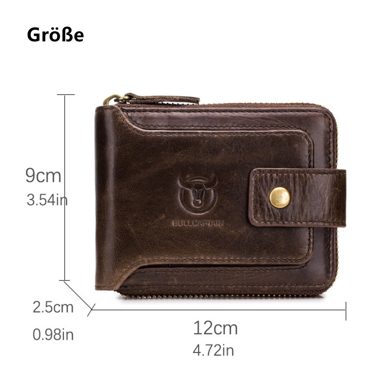 REDOM Geldbörse Herren Geldbeutel Kurz Kartenetui, Geld mit Dunkelbraun 12 Weich 2.5 12 Slim cm NFC Beutel x Münzfach mit Kartenhalter), (Herren Handtasche 9 Portemonnaie x Ledergeldbörse Leder Kartenfächer, RFID-Schutz Portmonee Kreditkartenetui, Brieftasche Wallet